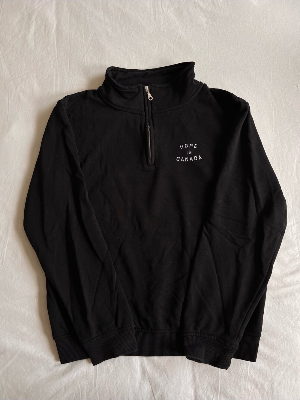 Peace Collective Home Is Canada Black Half-Zip Unisex Sweater